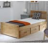 Mission Waxed Pine Wooden Storage Bed Frame - 3ft Single