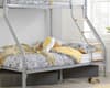 Nexus Silver Finish Metal Triple Sleeper Bunk Bed Frame - 3ft Single Top and 4ft6 Double Bottom