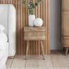 Noah Oak 1 Drawer Rattan Bedside Table