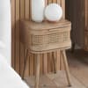 Noah Oak 1 Drawer Rattan Bedside Table