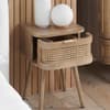 Noah Oak 1 Drawer Rattan Bedside Table