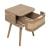 Noah Oak 1 Drawer Rattan Bedside Table
