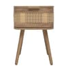 Noah Oak 1 Drawer Rattan Bedside Table