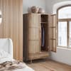Noah Oak 2 Door 1 Drawer Rattan Wardrobe