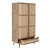 Noah Oak 2 Door 1 Drawer Rattan Wardrobe