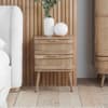 Noah Oak 2 Drawer Rattan Bedside Table