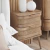 Noah Oak 2 Drawer Rattan Bedside Table