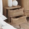 Noah Oak 2 Drawer Rattan Bedside Table