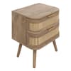 Noah Oak 2 Drawer Rattan Bedside Table