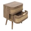 Noah Oak 2 Drawer Rattan Bedside Table