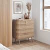 Noah Oak 5 Drawer Rattan Chest of Drawers
