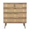 Noah Oak 5 Drawer Rattan Chest of Drawers