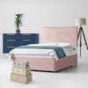 Pink Velvet Divan Bed & Cornell Plain Headboard