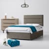 Grey Fabric Divan Bed & Cornell Line Headboard