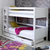 Nordic White Wooden Bunk Bed with Storage Drawers