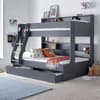 Oliver Grey Wooden Storage Triple Sleeper Bunk Bed and Underbed Drawer