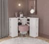Olivia White Corner Dressing Table With Storage