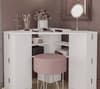 Olivia White Corner Dressing Table With Storage