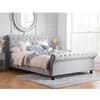 Opulence Grey Velvet Fabric Scroll Sleigh Bed