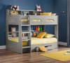 Orion Grey Oak Wooden Storage Bunk Bed Frame