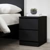 Oslo Black Wooden 2 Drawer Bedside Table