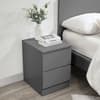 Oslo Grey Wooden 2 Drawer Bedside Table