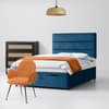 Blue Velvet Divan Bed & Cornell Line Headboard