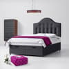 Charcoal Fabric Divan Bed & Victor Button Headboard