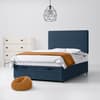 Blue Fabric Divan Bed & Cornell Plain Headboard
