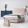 Pink Velvet Divan Bed & Cornell Plain Headboard