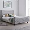 Oxford Grey Velvet Fabric Sleigh Bed