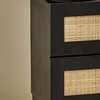 Padstow Black Rattan 2 Drawer Wooden Bedside Table