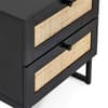 Padstow Black Rattan 2 Drawer Wooden Bedside Table