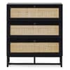 Padstow Black Rattan 3 Drawer Wooden Chest