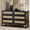 Padstow Black Rattan 6 Drawer Wooden Chest