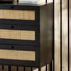 Padstow Black Rattan 6 Drawer Wooden Chest