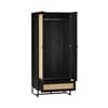 Padstow Black Rattan Wooden Wardrobe