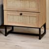 Padstow Oak Rattan 2 Drawer Wooden Bedside Table