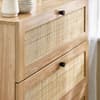 Padstow Oak Rattan 2 Drawer Wooden Bedside Table