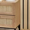 Padstow Oak Rattan 2 Drawer Wooden Bedside Table