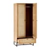 Padstow Oak Rattan Wooden Wardrobe