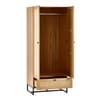 Padstow Oak Rattan Wooden Wardrobe