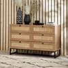 Padstow Oak Rattan 6 Drawer Wooden Chest