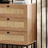 Padstow Oak Rattan 6 Drawer Wooden Chest