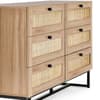 Padstow Oak Rattan 6 Drawer Wooden Chest