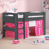 Pluto Anthracite Wooden Mid Sleeper with Starry Pink Tent Frame