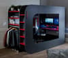 PodBed Grey and Red Gaming High Sleeper