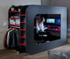 PodBed Grey and Red Gaming High Sleeper - EU Small Double