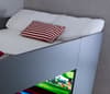 PodBed Grey and Red Gaming High Sleeper with Grey Sofa