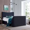 Prince Dark Grey Velvet Ottoman Storage TV Bed with Speakers